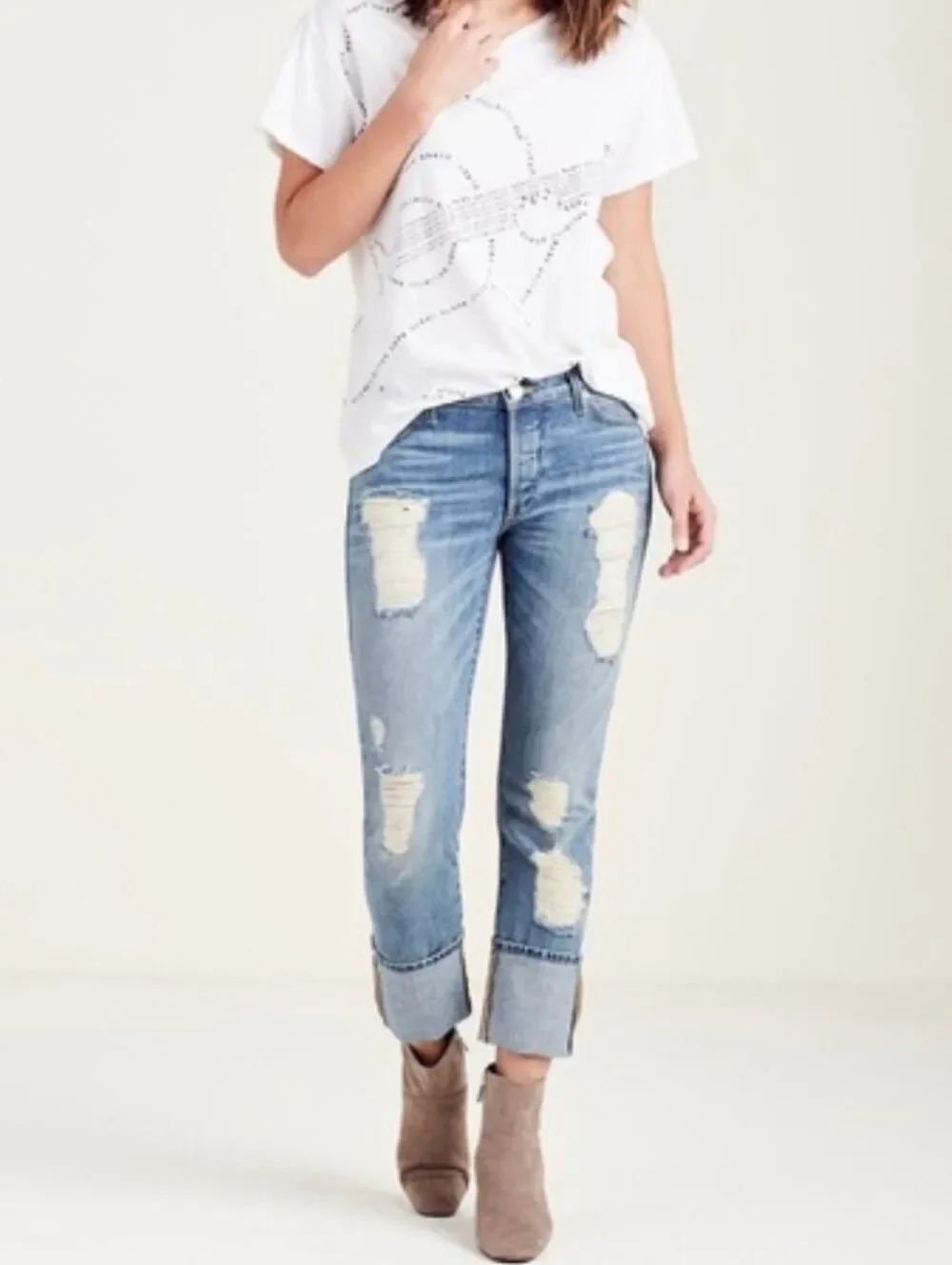 NWT True Religion Liv Low Rise Relaxed Skinny Jeans Size 25